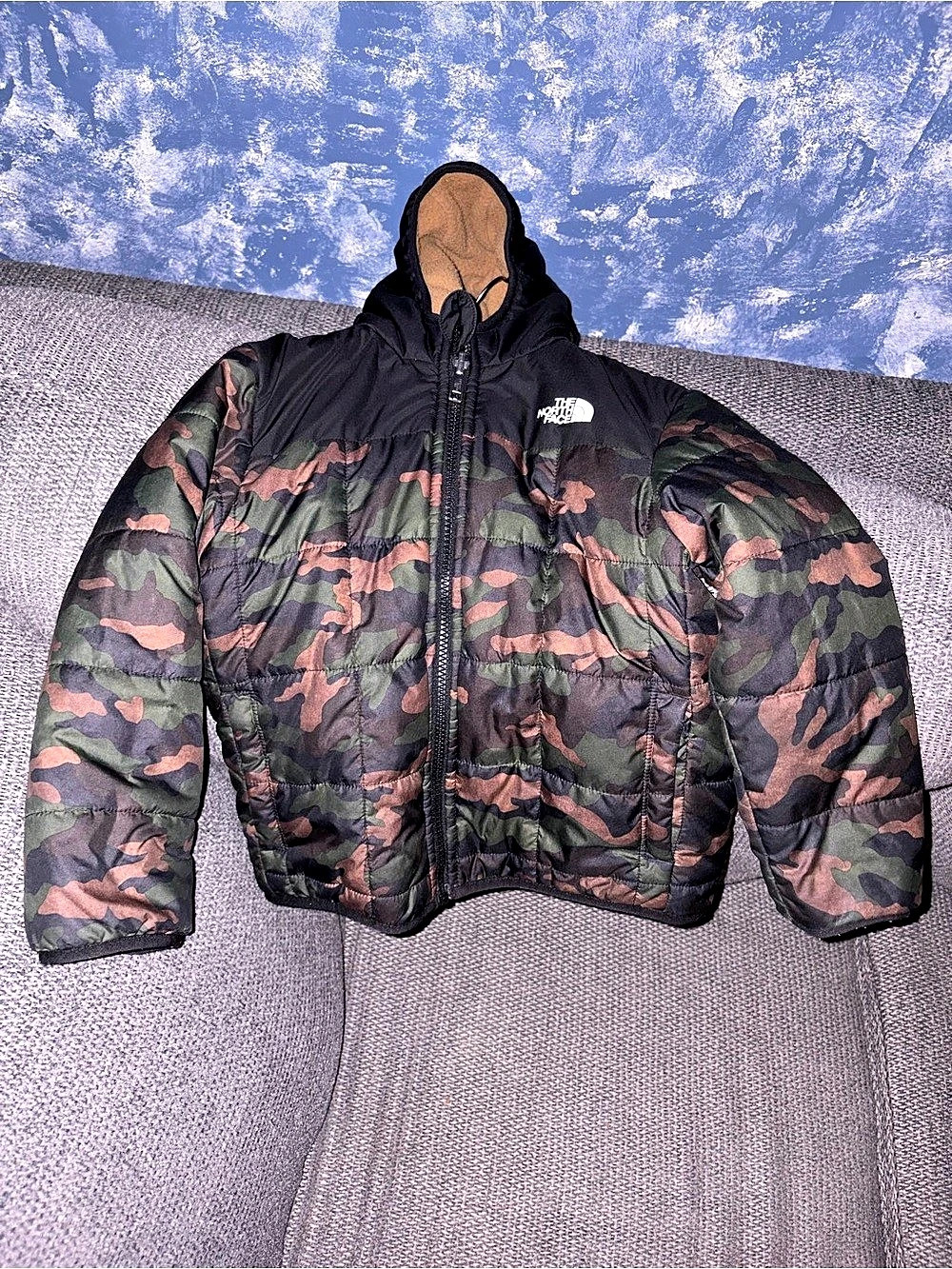 The North Face Reversible Kid’s Hooded Jacket Camo Puffer